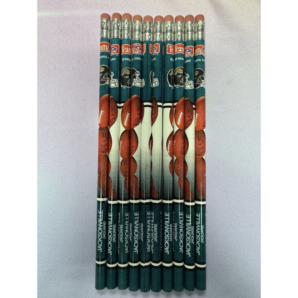 Vtg 90s Team NFL Football Pencil Lot of 10 Berol Corp Jacksonville Jaguars
